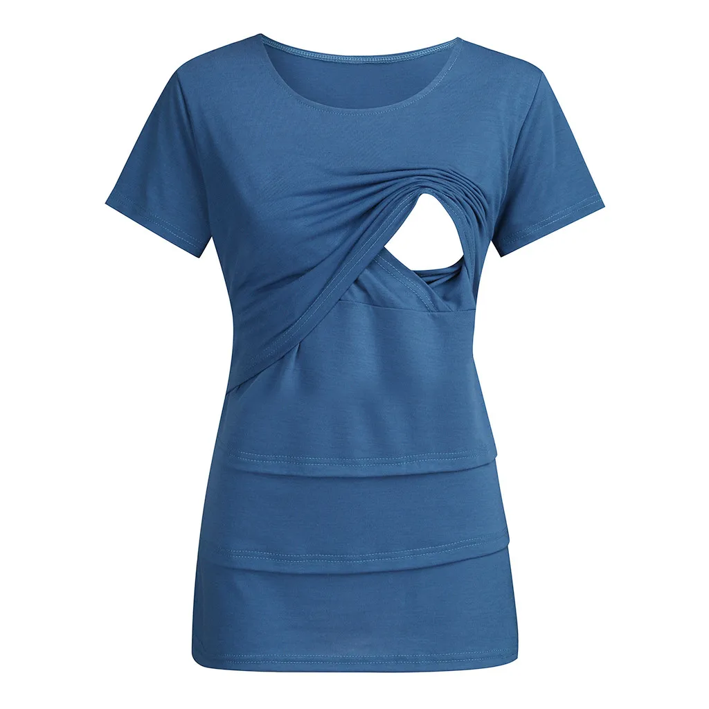 Женская одежда для беременных в полоску с коротким рукавом топы кормящих блузка