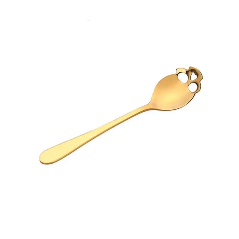 

4 Colors 304 Stainless Steel Coffee Spoon Skull Ice Spoon For Ice Cream Creative Tea-spoon Tableware Kitchen Accessories