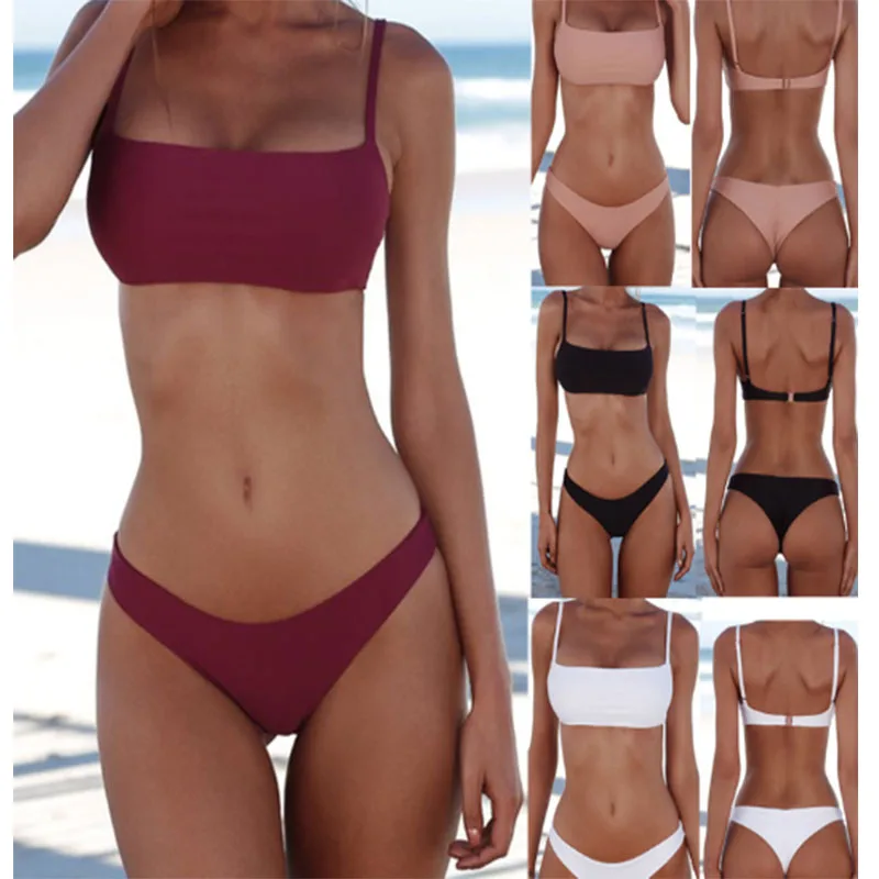 

2021 New European And American Personality Gathering Sexy Floral Split Bikini Swimsuit Without Steel Support
