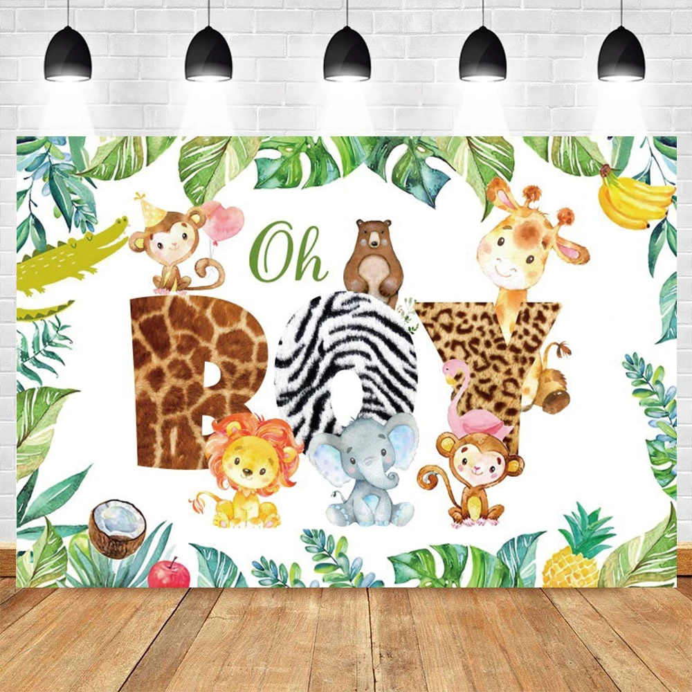 

Wind Safari Party Animals Jungle Baby Shower Boy Birthday Backdrop Vinyl Photography Background Photophone Banner Photocall