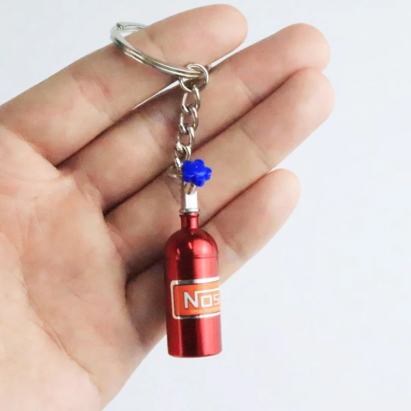 

Car Key Ring NOS Nitrous Oxide Bottle Style Keychain Aluminum Alloy Decoration Keyring Key Chain Automobile Accessories