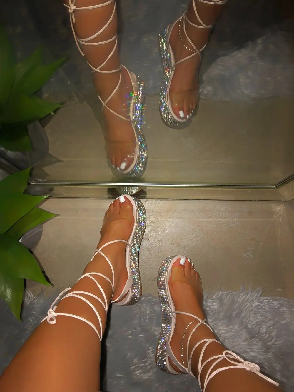 

2021 Summer Sandals Fashion Rhinestone Women's Shoes Open Toe Low Heel Outdoor platform Sandals Plus Size 43 womens
