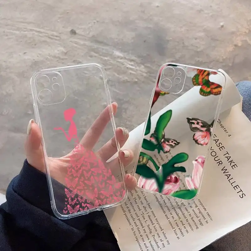 

Gorgeous Clear Glitter Butterfly Phone Case for iphone 13 11 12 pro XS MAX 8 7 6 6S Plus X 5S SE 2020 XR case