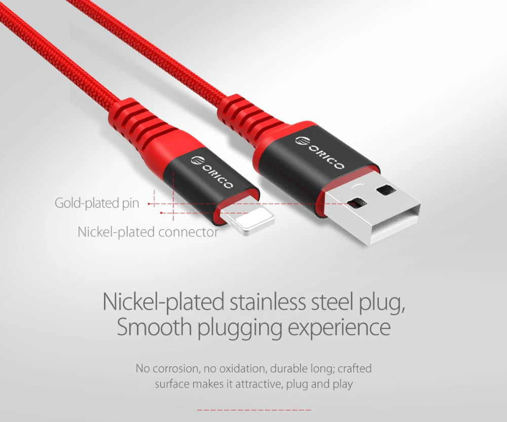 ORICO USB кабель для iPhone Xs Max Xr X 8 7 6 6s Plus iPad Быстрая зарядка мобильного телефона провод