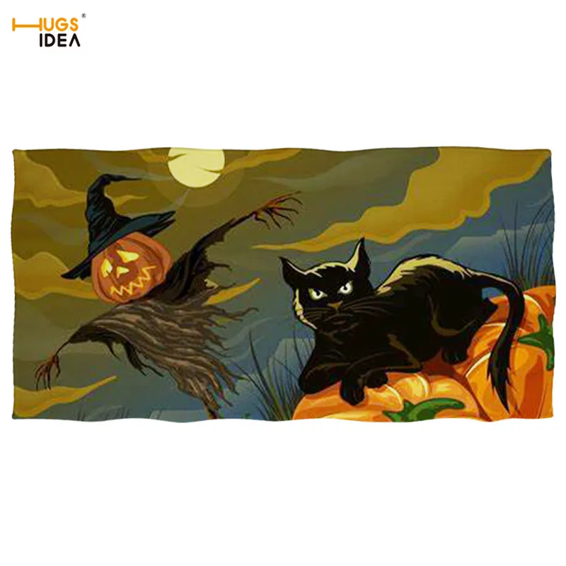 3D банное полотенце HUGSIDEA с принтом тыквы кота для Хэллоуина взрослых