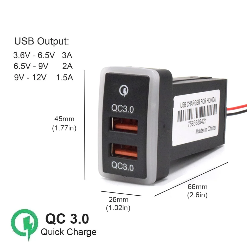 XCGaoon QC3.0 быстрая зарядка автомобильное зарядное устройство с двумя USB портами для