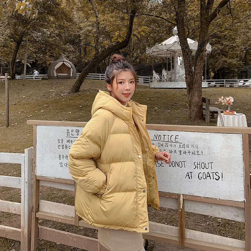 

Warm Winter Jacket Woman Black Parka Sweet Preppy Style Thicked Loose Short Cotton Padded Jackets Coats Women Autumn Coat 2020