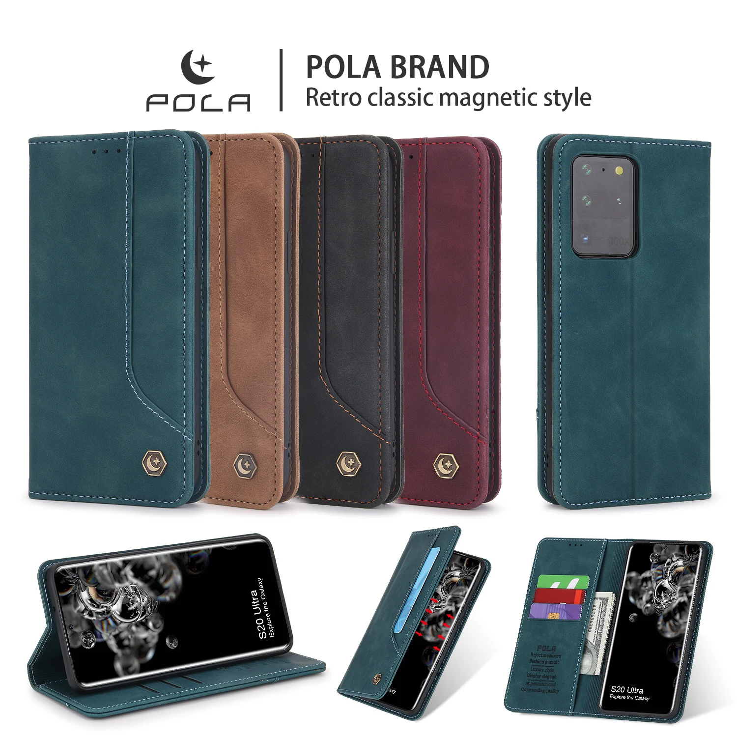 

Leather Magnetic Case For Samsung Galaxy S20 FE 5G Note 20 Ultra S10 Plus A51 A71 A21S A31 A41 M31s A42 Flip Wallet Holder Cover
