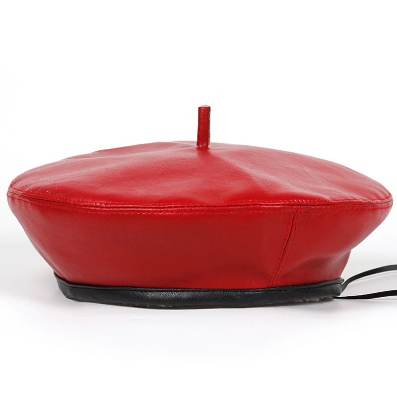 2019 осень и зима новый кожаный берет Женская зимняя плоская шапка модная осенняя |