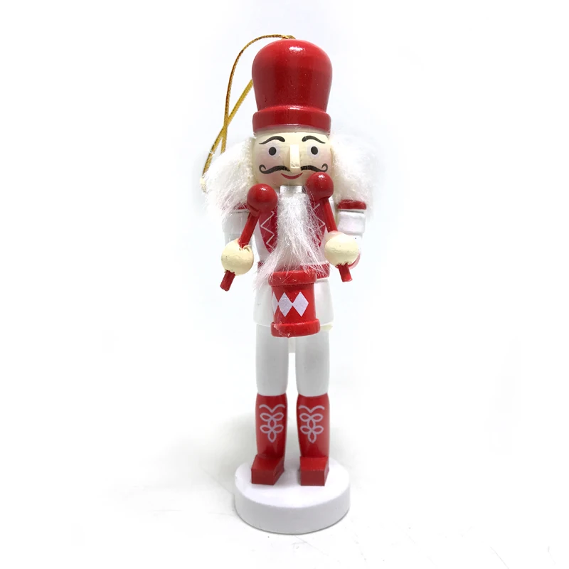 

12CM Red Nutcracker Puppets Toy Doll Christmas Tree Pendant Wood candy Soldier for Children Christmas Gift 5pcs/Set ht180