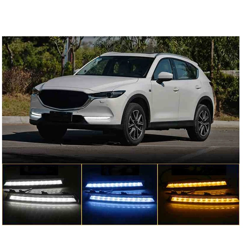 

12V Led Car Drl Daytime Running Light Fog Lamp Decoration Flowing Turn Signal for Mazda Cx-5 Cx5 2017 2018 2019 Relay Waterproof