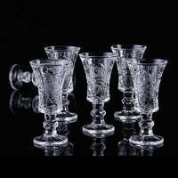 6pcs mug crystal cup shot glass cup high spirits white wine glass cup glasses party drinking charming thick bottom cup lw424216