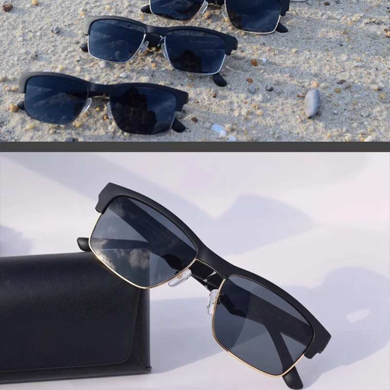 

K2 Smart Glasses Wireless Bluetooth Hands-Free Calling o Open Ear Polarized Sunglasses(Black Gray Edge)