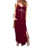 2021 fashion dragonfly faith maxi womens summer casual loose dresses beach blouse long sling long dress with pockets