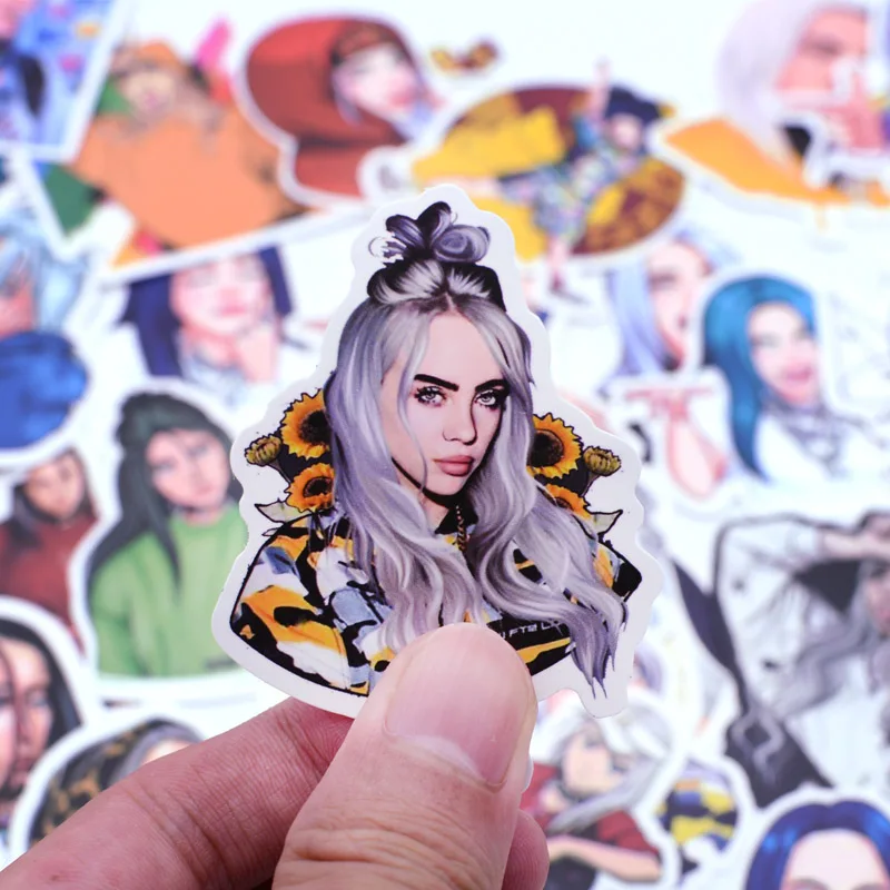 50 шт. Billie Eilish стикер s пакет водонепроницаемый для на чемодан DIY ноутбук гитара скейтборд прекрасный певец мультфильм стикер