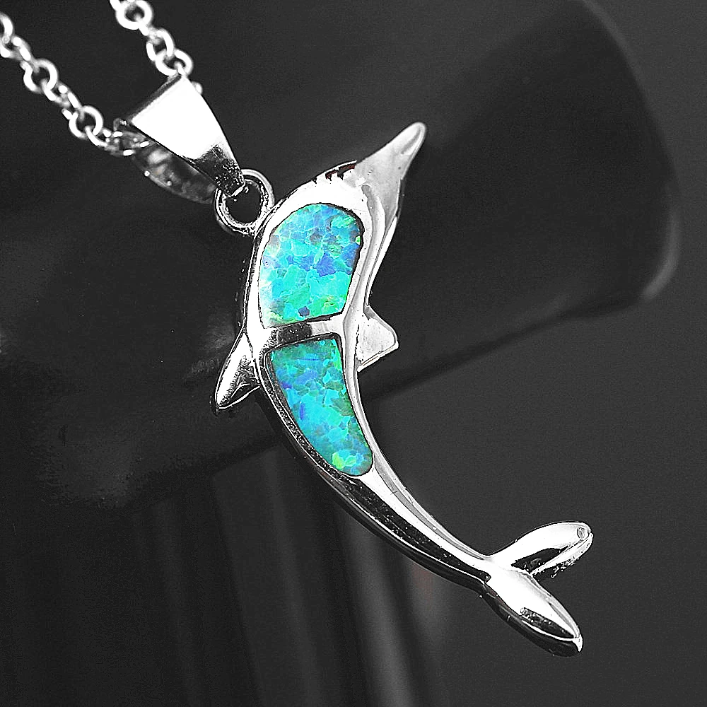 Новинка Серебряный кулон классический красивый любимый дельфин имитация опала