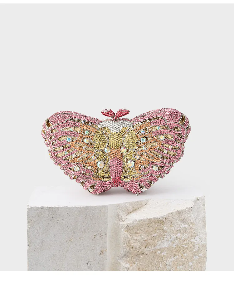 

Multi Color Animal Woman Diamond Stone Butterfly Shape Evening Bag Ladies Party Wedding Bridal Crystal Clutch Handbag And Purse