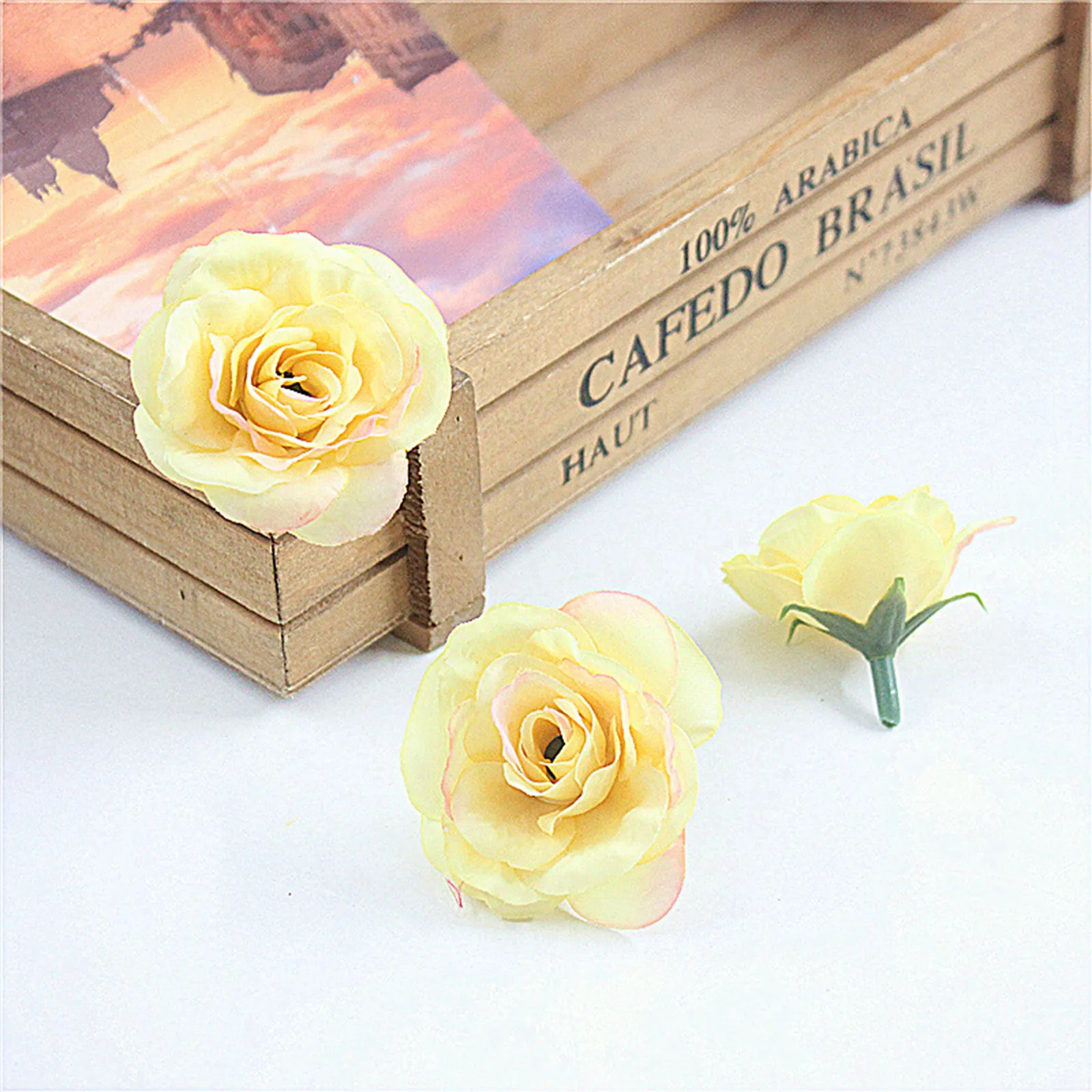 

10pcs 4.5cm Artificial Flowers Head Silk Rose Flower For Wedding Home Decoration Fake Flowers DIY Gift Wreath Scrapbook Supplies