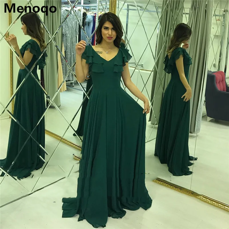 Сексуальное шифоновое вечернее платье с длинным v образным вырезом и