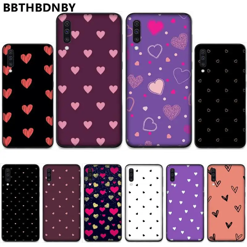 Чехол карамельного цвета с сердечками черный мягкий чехол для телефона Samsung S6 S7