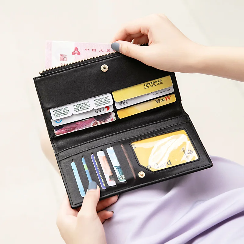 Lingge Длинный кошелек женский 2020 Новая мода Простой большой емкости ультра тонкий