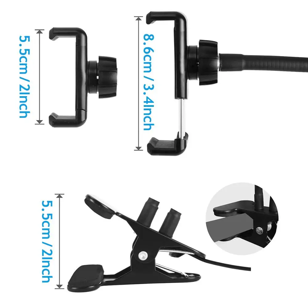 Кольцевой светильник для селфи с держателем сотового телефона и ленивым