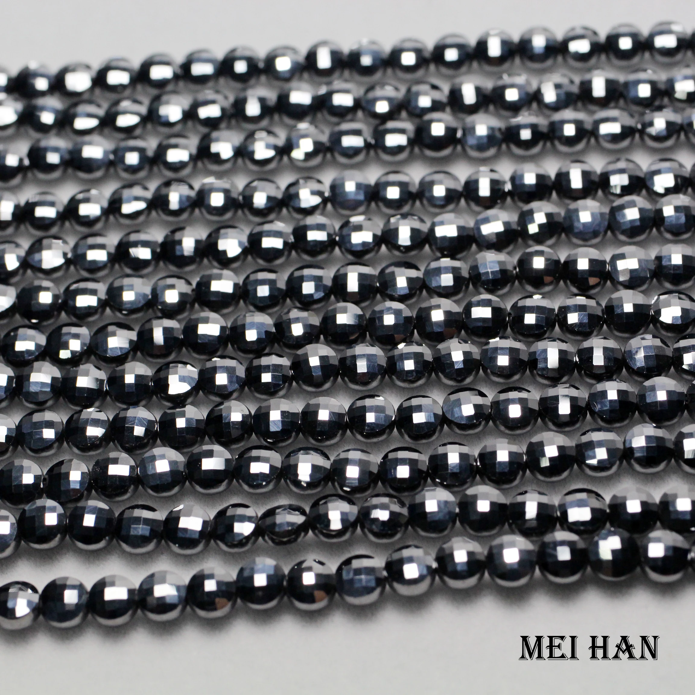 Meihan (3 нити/комплект) натуральные 4 мм Terahertz ограненные монет круглые свободные