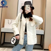 2021 autumn knitted o neck cardigan sweater coat female loose wild western style plaid outer wear single breasted thick sweater