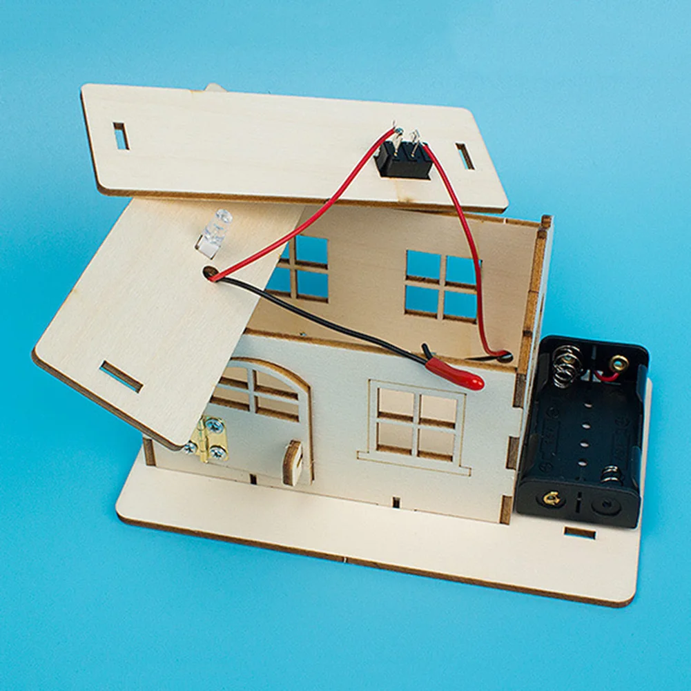 

DIY Wooden Cabin Handmade Assembly Building Model with Light Child Science Education Experiments Toy For Kids Children Gifts