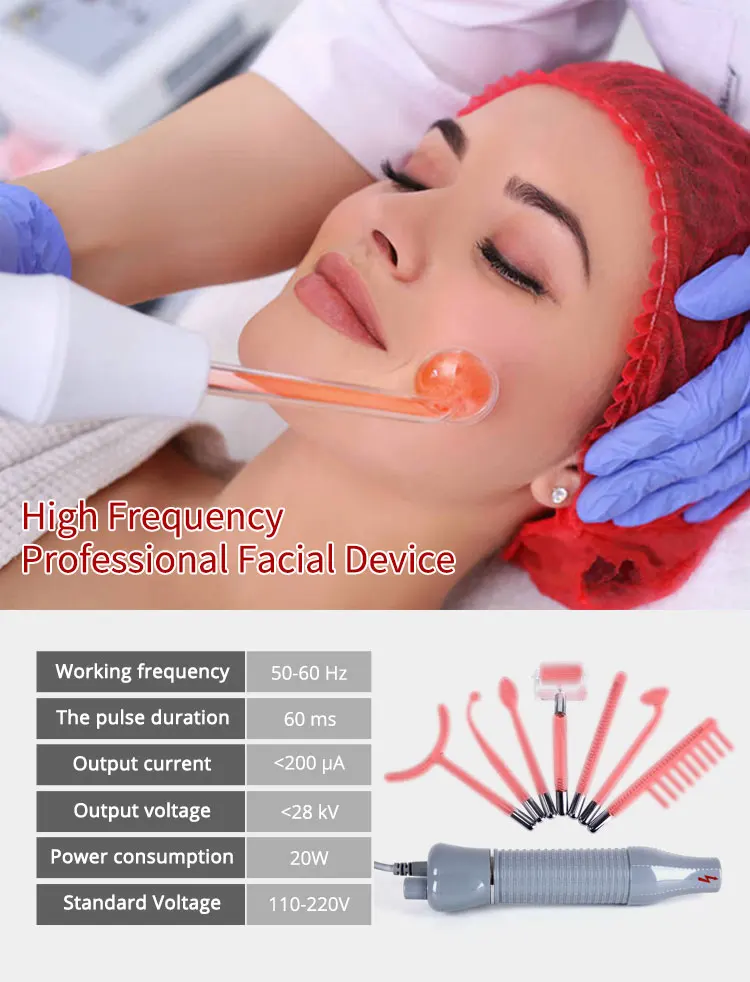 7 in 1 High Frequency Electrode Wand Electrotherapy Glass Tube Beauty Device Acne Spot Remover Facial Skin Care Spa 110V-240V