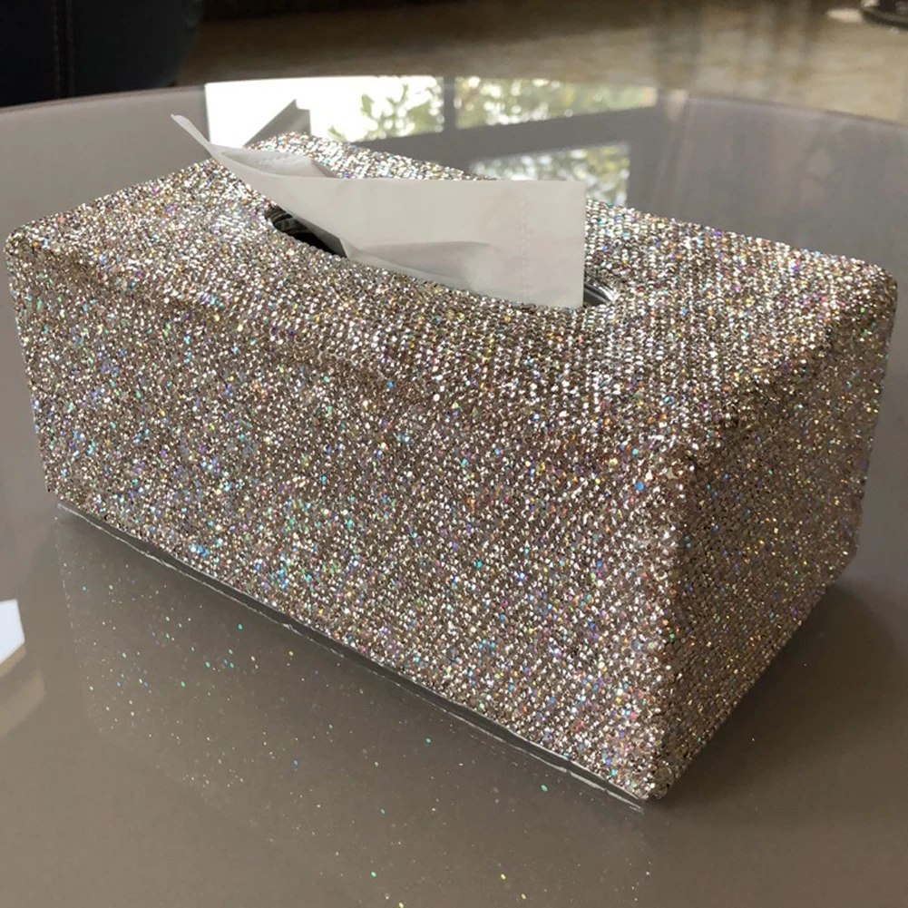 Роскошный золотой белый розовый блестящий чехол для салфеток с кристаллами