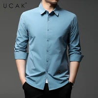 ucak brand autumn pure color long sleeve shirts men clothing new fashion style streetwear casual soft shirt clothes homme u6245