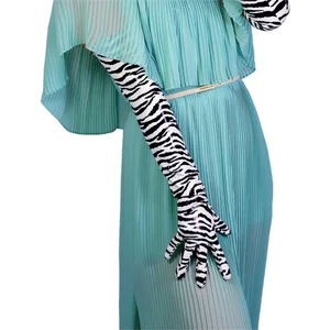 Перчатки женские, Длинные из искусственной кожи с принтом в виде животных, 24 дюйма, 60 см