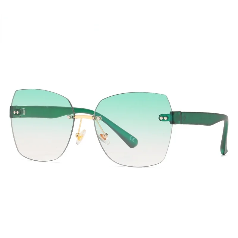 

Очки солнцезащитные женские без оправы, модные большие квадратные винтажные Роскошные брендовые дизайнерские очки с градиентными линзами ...