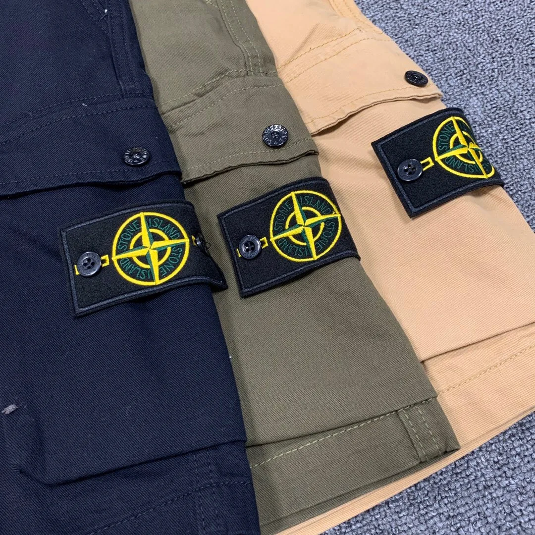 

2021 Stone Island Spring Side Label Pocket Washed Overalls Casual Shorts Size 30-36