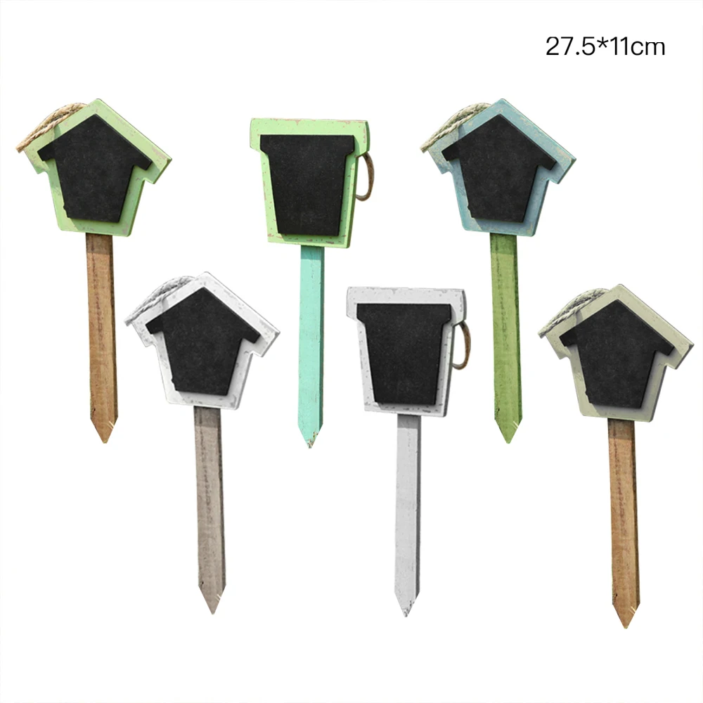 

Tags Gardening Label Markers Plant Labels Pastoral Country With Blackboard Creative 6Pcs/Set Wooden Chalkboard Stakes