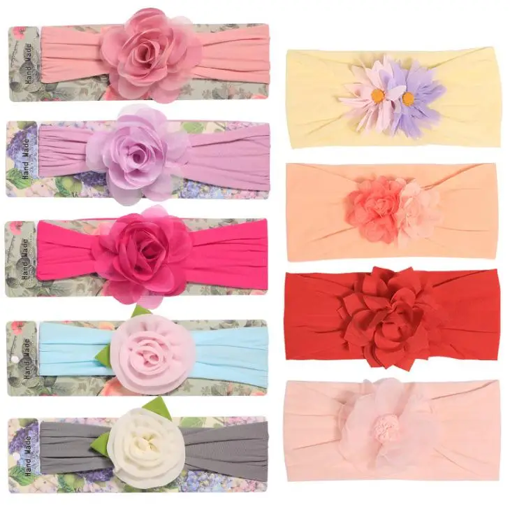 

Baby Accessories Girls Chiffon flowerHeadbands Toddler Hair Band Solid Newborn Headwear Photo Props Kids Gifts FD38