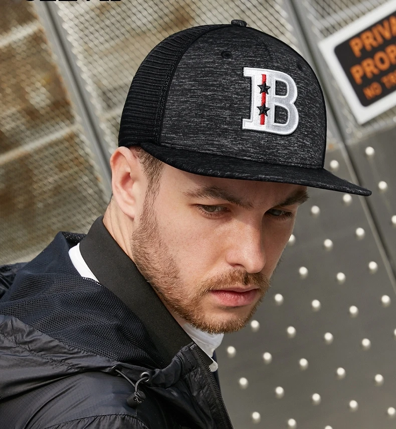 

Top Grade Men's Summer Mesh Flat Peak Baseball Hats Korean Hip Hop Embroidered Sun Cap Adult Mesh Snapback Caps 55-59cm