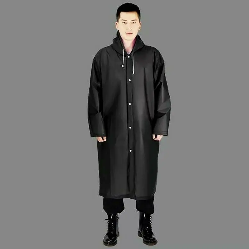 

High Quality 145*70CM EVA Unisex Raincoat Thickened Waterproof Women Men Black Camping Waterproof Rainwear Suit Coat