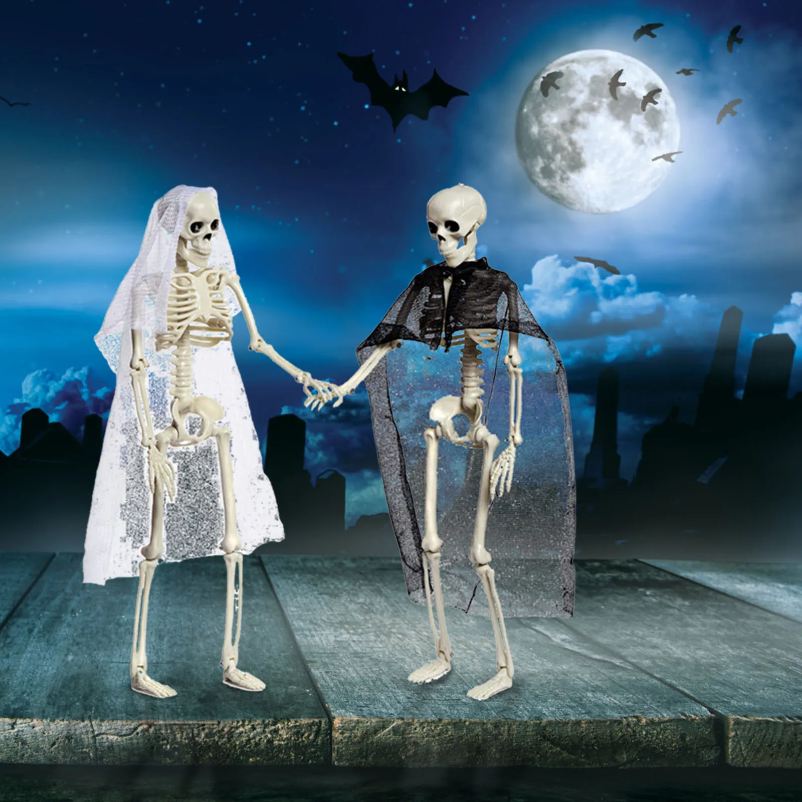 

Halloween Terror Skeleton Couples Groom Bride Human Body Anatomy Model Party Bar Home Funny Gadgets Room Decor Ornament Props