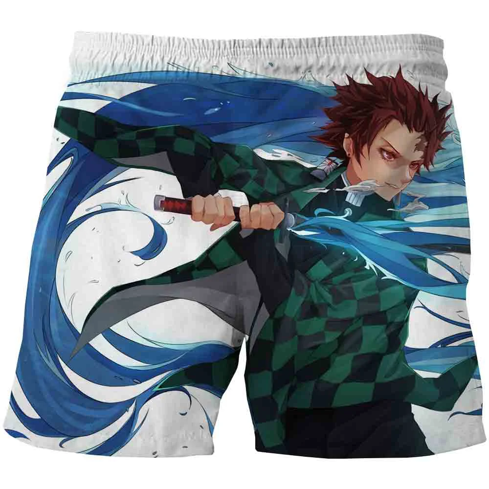 

Hot Demon Slayer Short Pants Anime Kimetsu No Yaiba 3D Print Men's Casual Board Shorts Harajuku Streetwear Beach Shorts Trousers