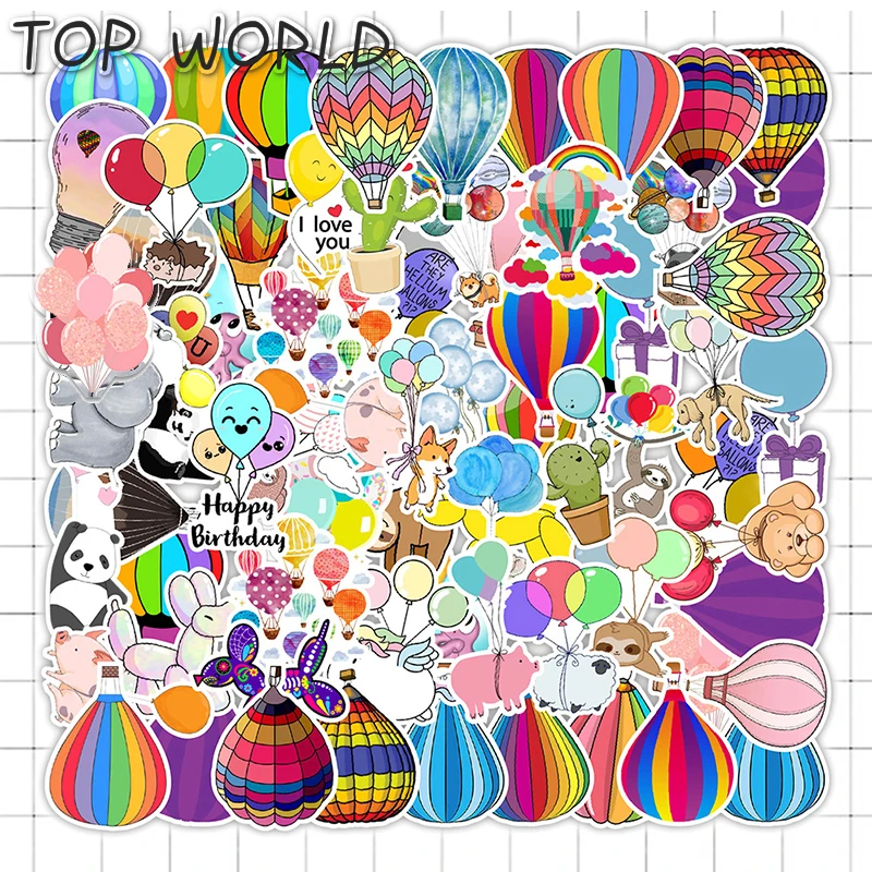10/50Pcs/set Cartoon Hot Air Balloon Animal Pet Sticker For Kids Diy Helmet Laptop Fashion Phone Case Luggage Decals Suitcase
