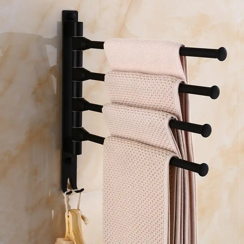 Европейская черная алюминиевая стойка для полотенец ванной комнаты вращающаяся