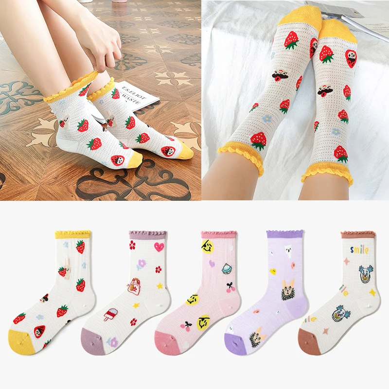 

Socks Female Tide Japanese and Korean Version of Autumn Stockings Cute Cartoon Lace Sweet College Style Long Stockings