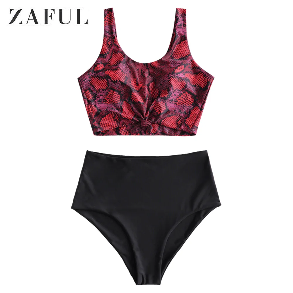 Multi c ZAFUL, принт с животными, завязанный Комбинируйте, танкини, купальный костюм - Цвет: Multi c