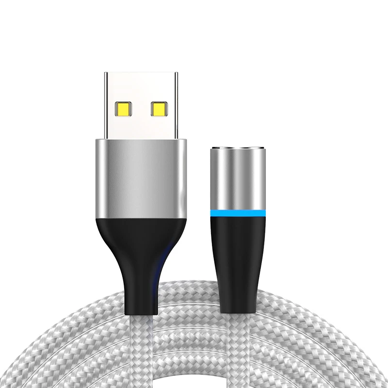 Silver Cable Only Магнитный кабель IPSKY, 3 А, быстрая зарядка через usb, Тип C, для телефона, вращение на 360, магнитный кабель для передачи данных для Iphone X XR, зарядное устройство для samsung, шнур - Цвет: Silver Cable Only