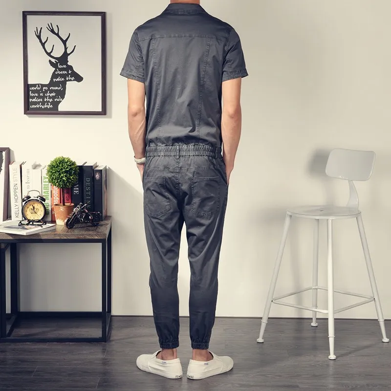 Комбинезон мужской с коротким рукавом классический приталенный Ромпер-карго в
