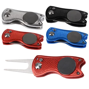 Складная мини-вилка для гольфа, 1 шт., инструмент для удаления мячей, с маркером, зеленая вилка