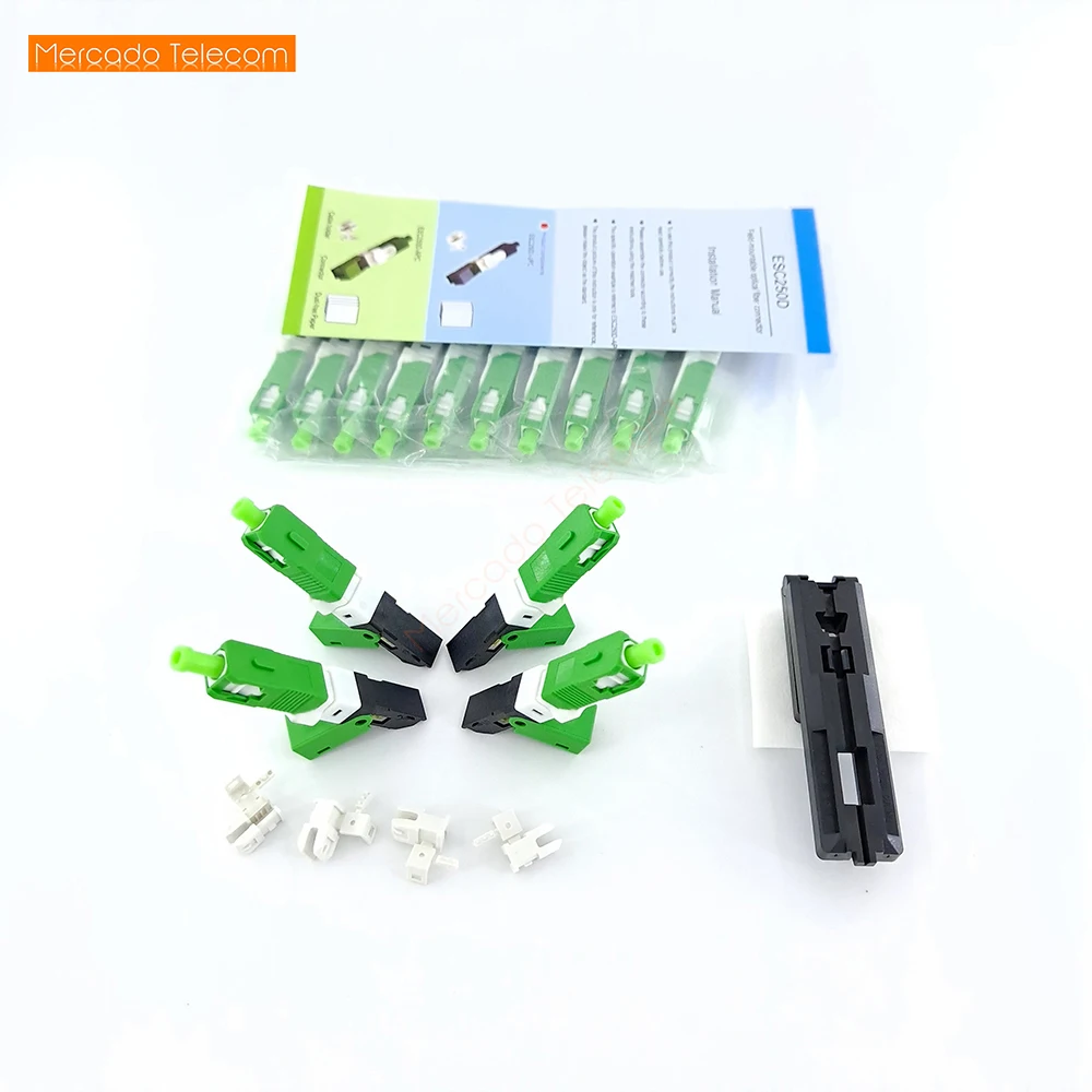 50100200pcslot esc250d sc apc single mode fiber optic quick connector ftth sm optic fast connector free global shipping
