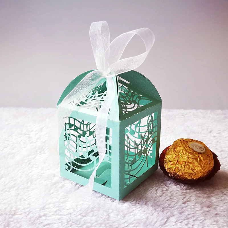 100pcs Laser Cut Musical Notes Candy Boxes Sweets Favor Gift Box With Ribbon For Teachers' Day Birthday Easter Party Decoration | Дом и